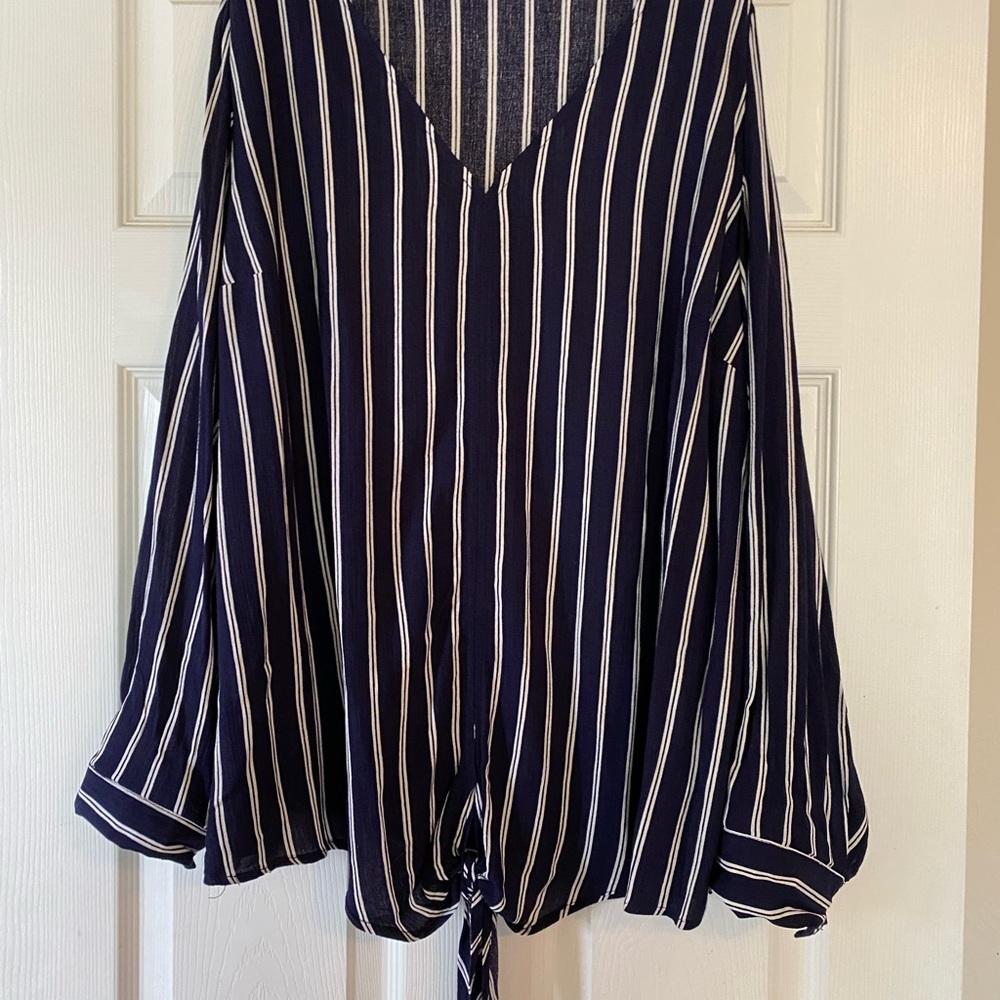 navy/white shear | long sleeve | 2X
